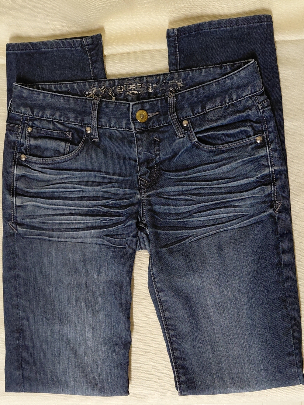 Express Dark Blue Cropped Skinny Jeans Sz 00